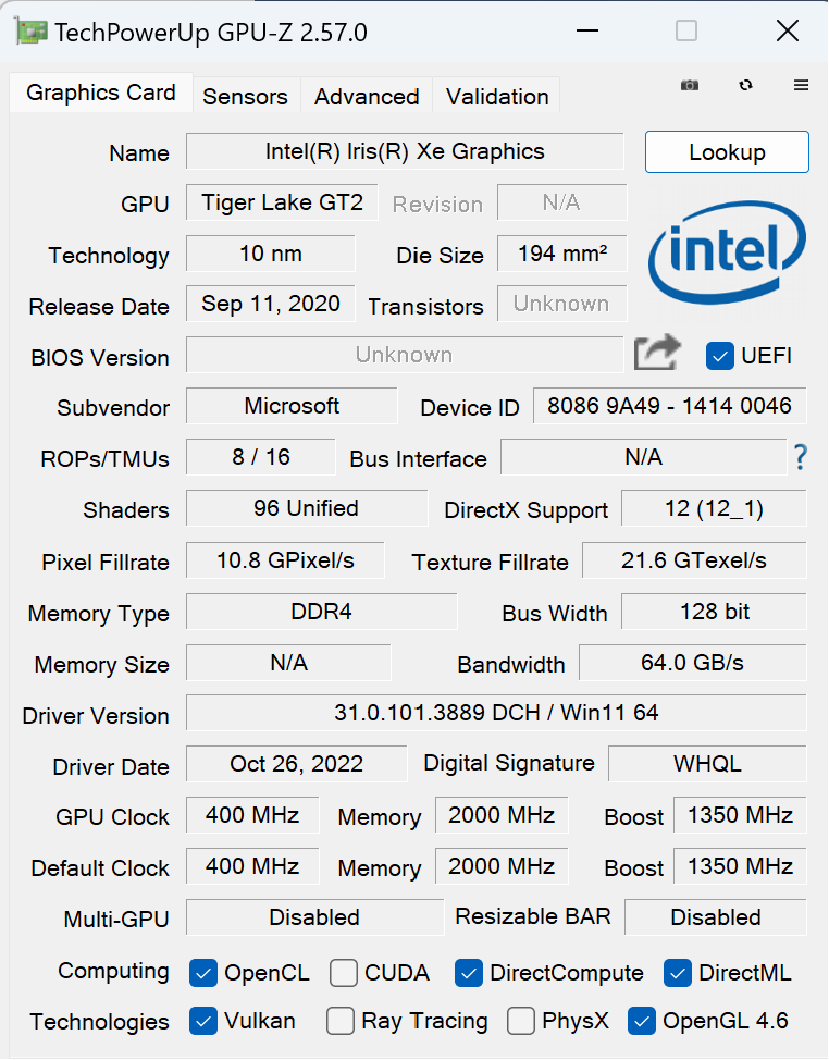 Intel Iris Xe